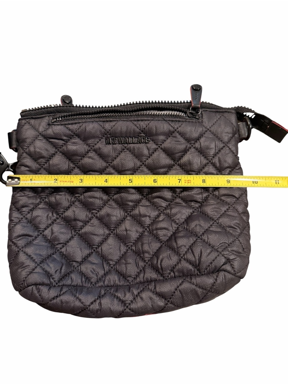 MZ Wallace Metro Scout Quilted Crossbody Bag - Black w/Red Accent Detail - Picture 7 of 9
